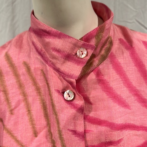 Vintage Kay Chapman pink silk and linen button down - Size 0 - Picture 2 of 6